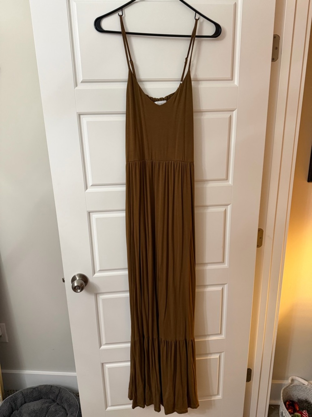Evereve Brown Tank Maxi Dress with Spaghetti Straps